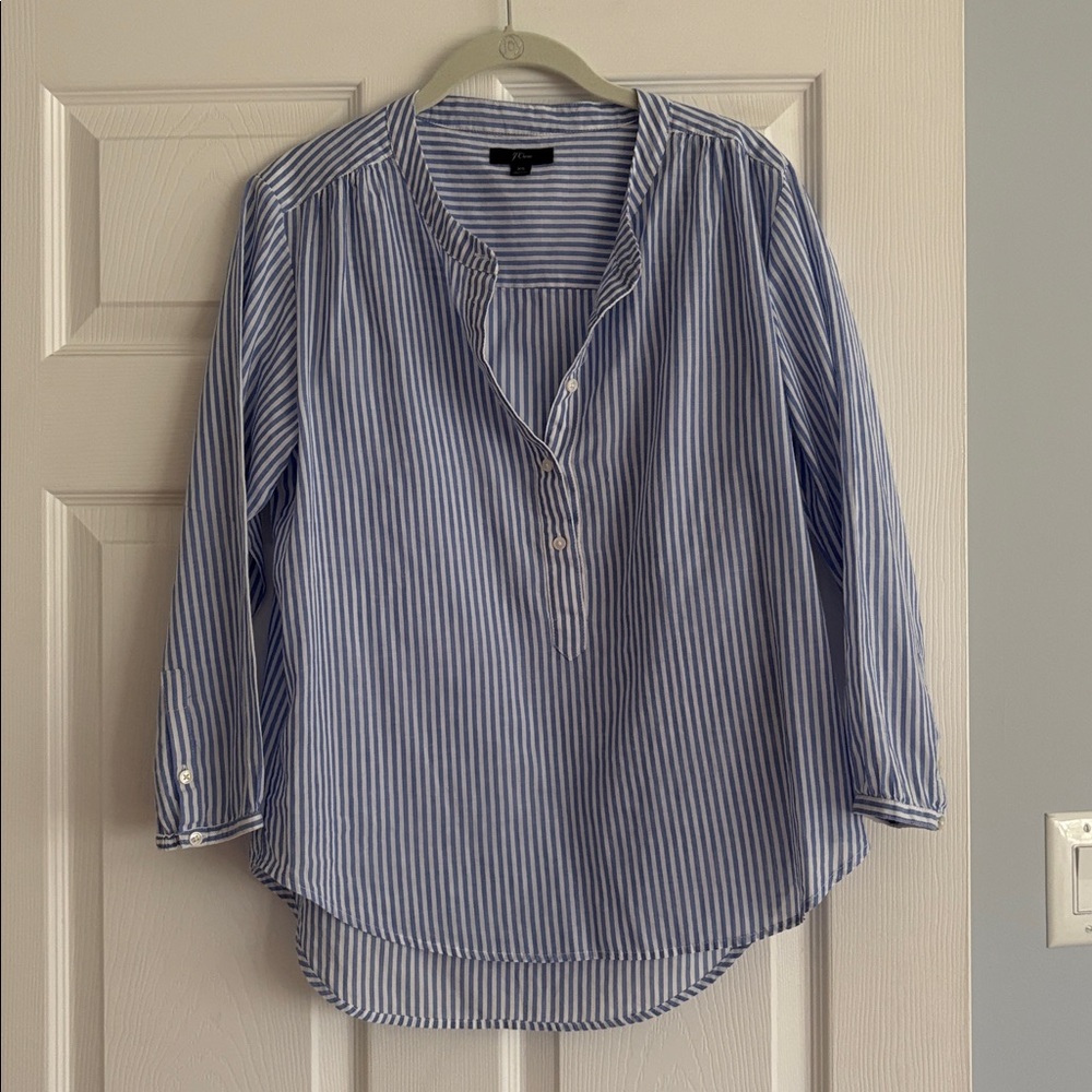 J. Crew Blue and White Striped Tunic Top